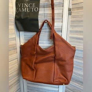 NWOT Vince Camuto Brown Pebbled Leather Handbag